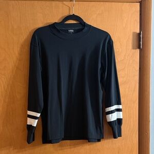 Abercrombie YPB Black Long Sleeve Shirt with White Stripes Exercise Shirt